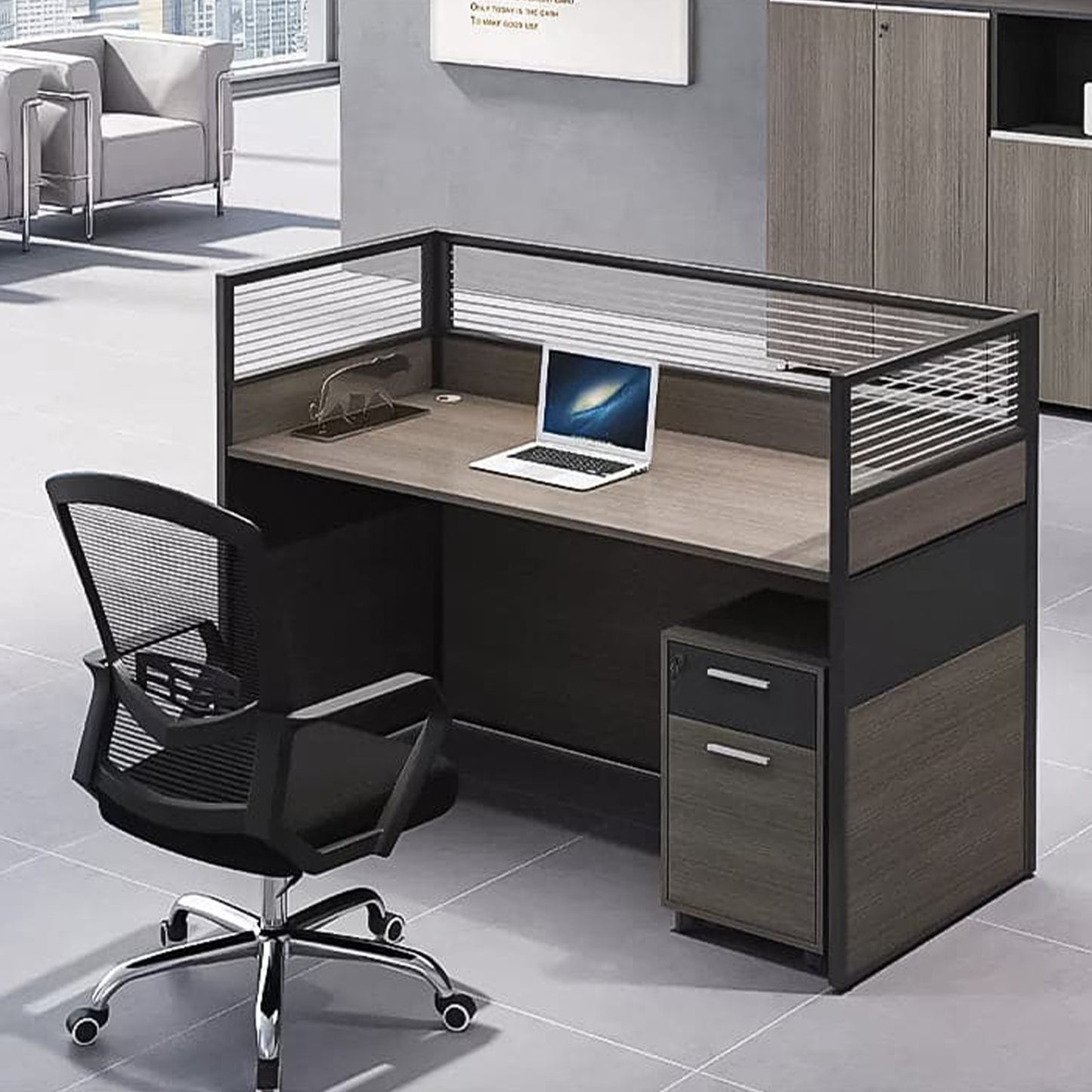 デスク　オフィスデスク　ワークデスク　高級感　トップパネル付き　配線孔付き　ロック付き  BGZ-405