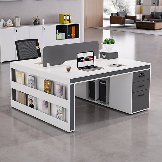 トップパネル 厚い天板 配線孔キャップ キャビネット 大容量 PC収納 デスク オフィスデスク ワークデスク シンプル 洗練 機能的 ホワイト カスタマイズ可能 BGZ-C026