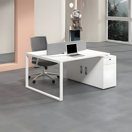 ロの字脚 トップパネル付き ダイヤル錠 サイドキャビネット 冷却ファン付き オフィスデスク 事務机 ワークデスク ㍶デスク デスク ホワイト カスタマイズ可能 BGZ-C032 chickagu