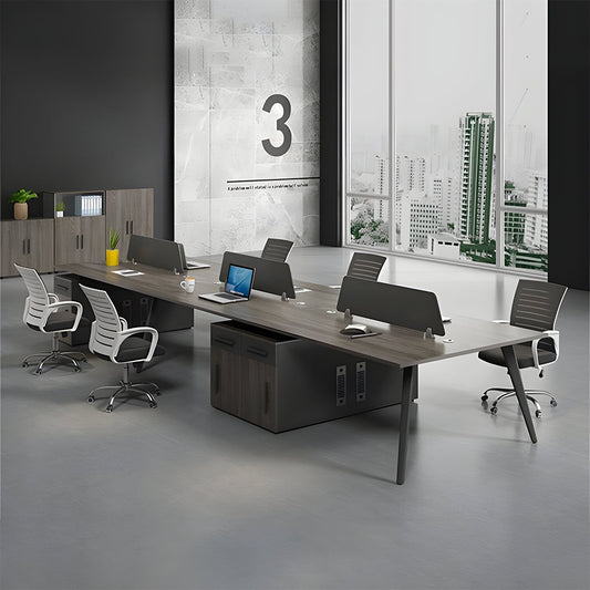 集中力向上 トップパネル キャビネット 引き出し 扉付き収納 スチール脚 デスク ワークデスク オフィス用 落ち着き シンプル ウォールナット カスタマイズ可能 BGZ-C052