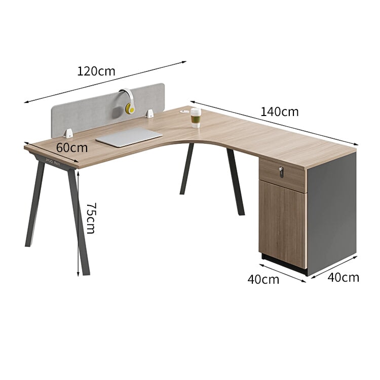 L字型デザイン　ゆとり　デスクトップパネル　無塗装　安全無臭　サイドキャビネット　ダイヤル錠　デスク　オフィスデスク　洗練　機能的　落ち着き　カスタマイズ可能　BGZ-C084