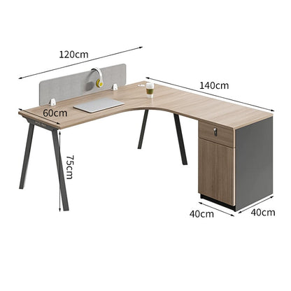 L字型デザイン　ゆとり　デスクトップパネル　無塗装　安全無臭　サイドキャビネット　ダイヤル錠　デスク　オフィスデスク　洗練　機能的　落ち着き　カスタマイズ可能　BGZ-C084