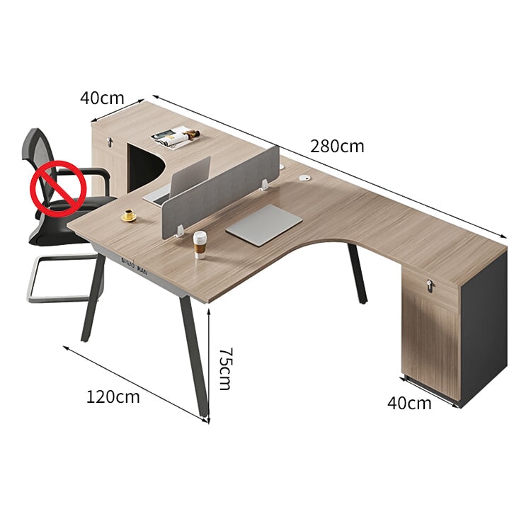 L字型デザイン　ゆとり　デスクトップパネル　無塗装　安全無臭　サイドキャビネット　ダイヤル錠　デスク　オフィスデスク　洗練　機能的　落ち着き　カスタマイズ可能　BGZ-C084
