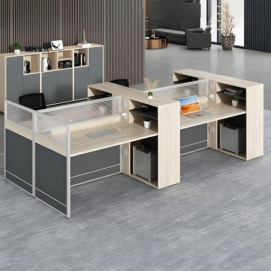 パソコンデスク オフィスデスク 事務机  ワークデスク オープン収納 ㍶収納 トップパネル付き 配線穴付き ナチュラル カスタマイズ可能 BGZ-C020 CHICKAGU