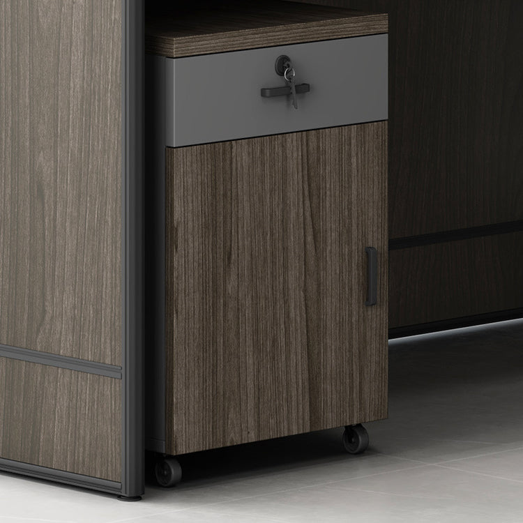 モダン　オシャレ　オフィスデスク　デスク　大容量　引き出し　キャビネット　卓上パーテーション　メラミン化粧板　ナチュラル　グレー　ホワイト　BGZ-239