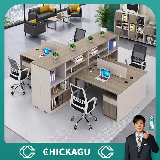 オフィスデスク　デスク　ワークデスク　オフィス用　事務所　幕板　広い天板　厚み　安定性　収納棚　多段式　トップパネル　木目調　機能的　使い勝手　モダン　カスタマイズ可能　BGZ-K033　