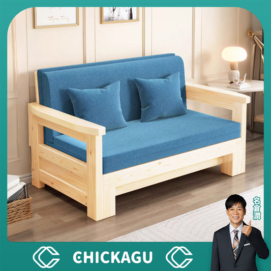 木製ソファベッド　伸長式ベッド　すのこベッド　ソファベット　パイン材　コンパクト　省スペース　一人掛け　二人掛け　ナチュラル　カスタマイズ可能　chickagu