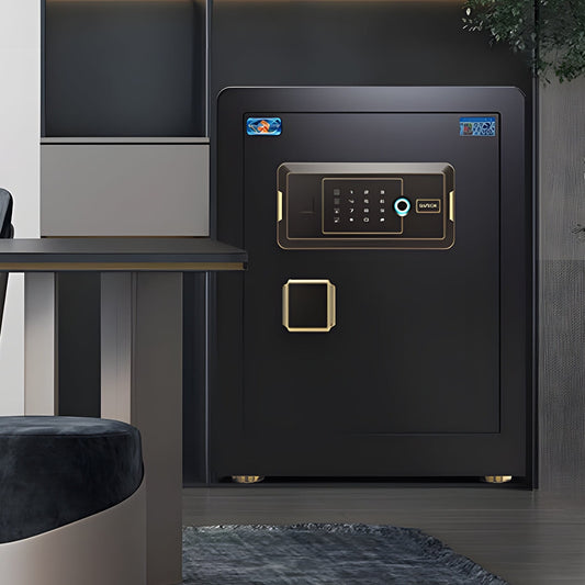 金庫　電子ロック　デジタル金庫　多層スチール製　強固な扉　指紋認証解錠　パスワード解錠　　フック付き　ブラック　ブラウン　BXG-M-011-kc