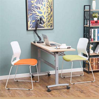 会議チェア　ワークチェア　事務椅子　チェア　スタッキング可能　高密度ウレタンフォーム　PP樹脂製フレーム　スチール脚　シンプル　ホワイト　カスタマイズ可能　SNY-C014