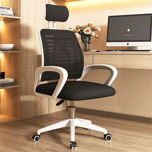 オフィスチェア　ワークチェア　事務椅子　パソコンチェア　人間工学　静音キャスター付き　メッシュ張地　ヘッドレスト　360度回転　上下昇降　ブラック　CHICKAGU