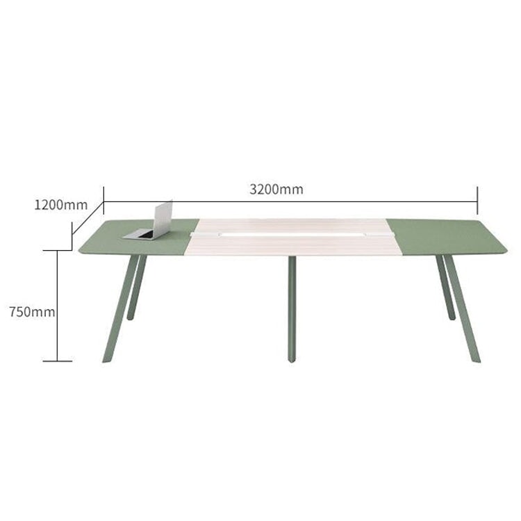 会議用テーブル　ミーティングテーブル　会議テーブル　会議室　長机　ワークテーブル　スチール脚　焼付塗装　配線穴付き　シンプル　グリーン　 カスタマイズ可能　HYZ-C002