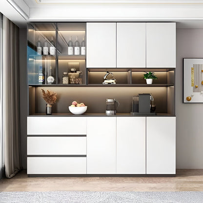 プッシュオープン式扉　便利　オープン収納　扉付き収納　引き出し　多目的　分類収納　台輪　安定性　収納棚　キャビネット　棚　大容量　実用的　ホワイト　ブラック　CWG-010