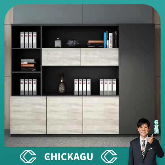 エコ板材　頑丈　耐久性　オープン収納　扉付き　多段式　衣類収納　大容量　収納キャビネット　キャビネット　棚　洗練　実用　カスタマイズ可能　CWG-C035