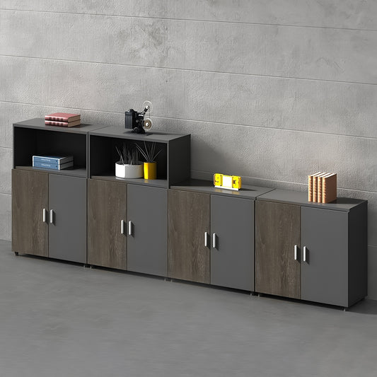 オープン収納 扉付き 大容量 脚付き 収納棚 収納キャビネット キャビネット 洗練 実用 木目調 カスタマイズ可能 CWG-C073