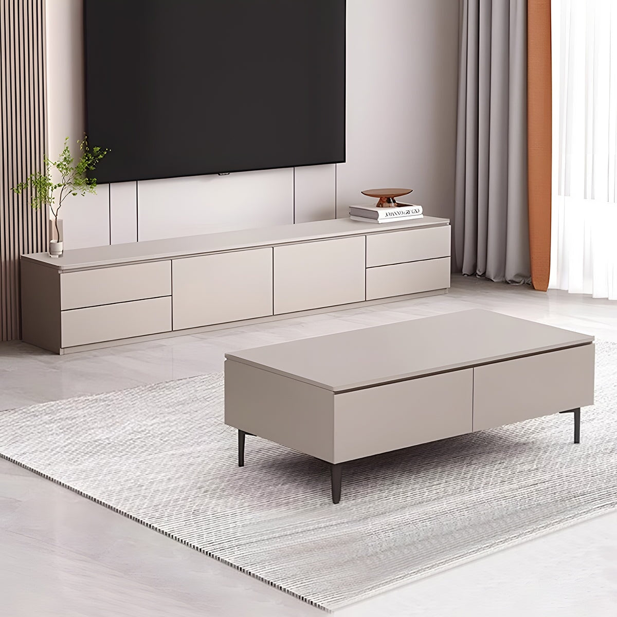 エコ板材　耐久性　Ｒ仕上げ　配線孔　巾木よけ　引き出し　扉付き収納　大容量　可動棚板　テレビボード　ＴＶボード　テレビ台　シンプル　機能的　落ち着き　DSG-C043