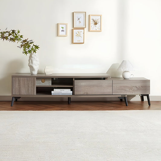 伸縮可能　オープン収納　扉付き収納　引き出し　大容量　分類収納　配線孔　金属脚　八の字構造　テレビ台　テレビボード　落ち着き　機能的　実用的　DSG-C050