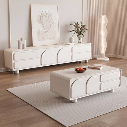 太い脚　Ｒ加工　引き出し　扉収納　大容量　分類収納　巾木よけ　配線孔　台輪タイプ　テレビ台　テレビボード　ＴＶボード　ホワイト　シック　優しい　カスタマイズ可能　DSG-C080