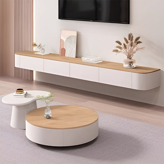 天然木　ラバーウッド　頑丈　耐久性　引き出し　扉付き収納　分類収納　壁掛け式　Ｒ仕上げ　配線管理　テレビボード　ＴＶボード　テレビ台　シンプル　洗練　ホワイト　DSG-K027