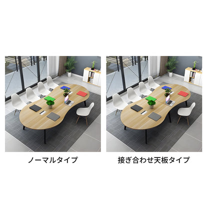 エコ板材　高密度　耐久性　スチールフレーム　安定性　配線孔　丸み　会議テーブル　テーブル　使い勝手　ミニマル　軽やか　ホワイト　ナチュラル　カスタマイズ可能　HYZ-K-085