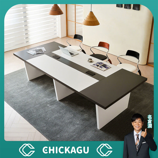 会議用テーブル　会議用デスク　ミーティングテーブル大型　台形脚　配線ボックス　エコ素材　上質　HYZ-2038