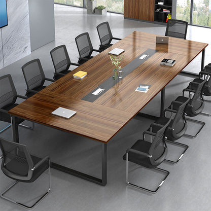 ミーティングテーブル　会議テーブル　会議用テーブル　シンプル　モダン　ロの字脚　スチール脚　ワイヤリングBOX　メラミン化粧板   HYZ-414