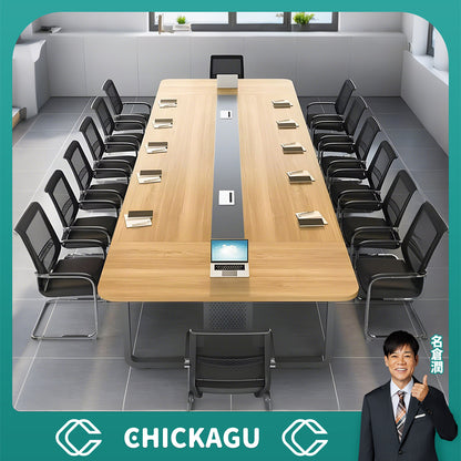 長方形タイプ　配線ボックス付き　スラント脚付き　シンプル　事務机　会議テーブル　商談テーブル　ミーティング用テーブル　会社用　事務所用　ホワイト　カスタマイズ可能　HYZ-C046