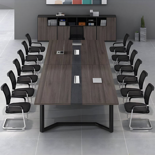 幅広 配線ボックス 厚い天板 エコ板材 スチールフレーム 安定性 テーブル 会議テーブル ミーティング 木目調 落ち着き シンプル カスタマイズ可能 HYZ-C079 chickagu