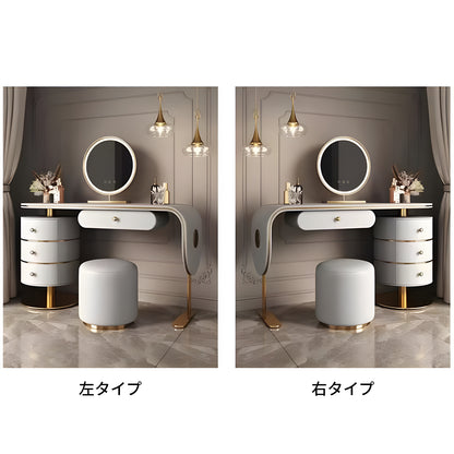 エコ板材　頑丈　金属ベース　引き出し　鏡　LEDライト　調光機能　ドレッサー　化粧台　デスク　エレガント　機能的　上品　グレー　HZT-C035