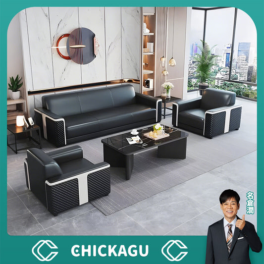 合成皮革　光沢感　人間工学　高反発ウレタン　天然木枠組み　安定性　ソファ　応接ソファ　柔らか　快適　心地よい　おしゃれ　ブラック　カスタマイズ可能　JDSF-A441　chickagu