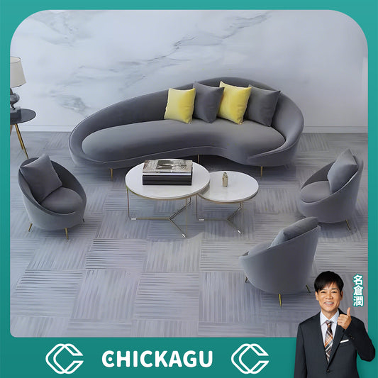 ベルベット　光沢感　上質　高反発ウレタン　腰当てクッション　天然木枠組み　安定性　ソファ　応接ソファ　打ち合わせ　会談　快適　おしゃれ　グレー　カスタマイズ可能　JDSF-A449　chickagu