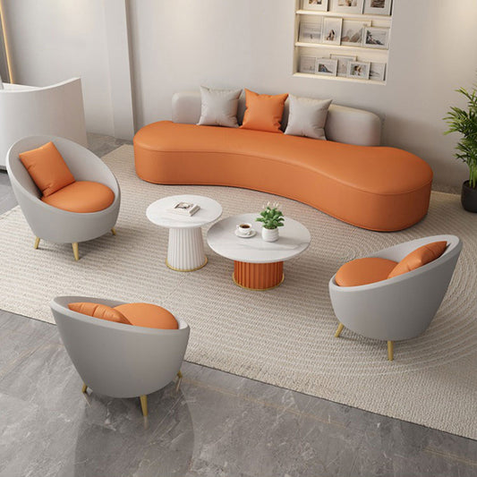 弧状　フランネル生地　なめらか　広い座面　センターテーブル　ウレタン充填　ソファ　応接ソファ　セット　柔らか　快適　心地よい　上質　グレー　カスタマイズ可能　JDSF-C005