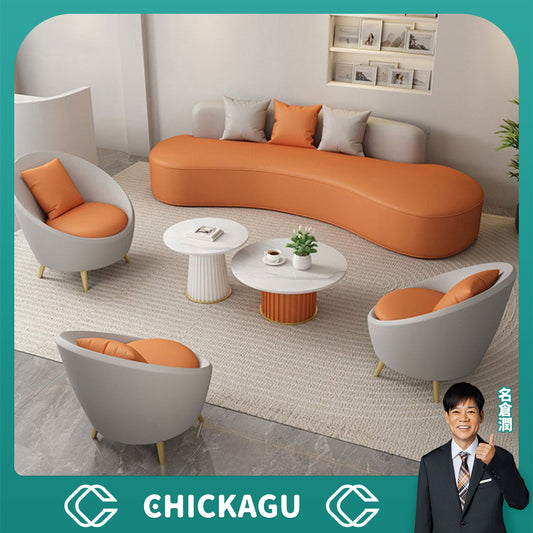弧状　フランネル生地　なめらか　広い座面　センターテーブル　ウレタン充填　ソファ　応接ソファ　セット　柔らか　快適　心地よい　上質　グレー　カスタマイズ可能　JDSF-C005