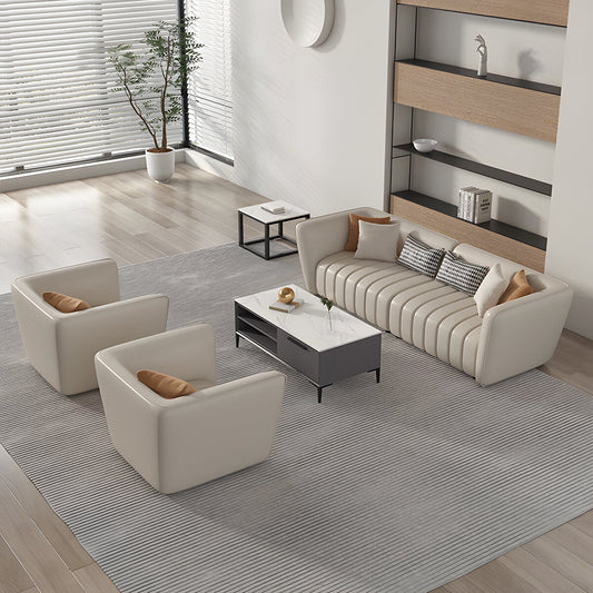 天然木 高密度ウレタン 弾力性 合成皮革 スリット 人間工学 炭素鋼脚 ソファ 応接ソファ 柔らか 快適 安定性 カスタマイズ可能 JDSF-C064