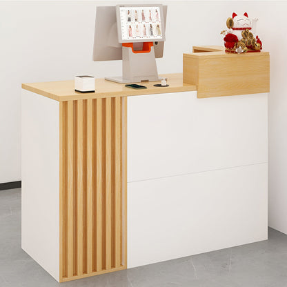 広い天板　厚み　上部天板　配線穴キャップ　収納　引き出し　オープン収納　メラミン化粧板　受付カウンター　受付台　カウンター　コンパクト　機能性　洗練　ナチュラル　ブラック　JDT-K-015