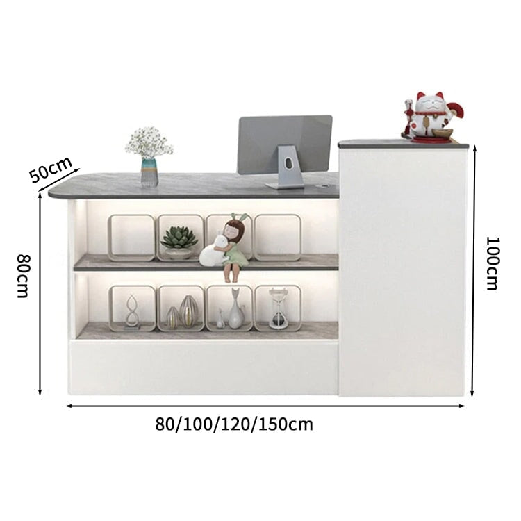 受付カウンター　レジカウンター　オフィス受付　鍵付き　配線穴付き　角丸　シンプル　ホワイト　カスタマイズ可能　JDT-M-104   chickagu