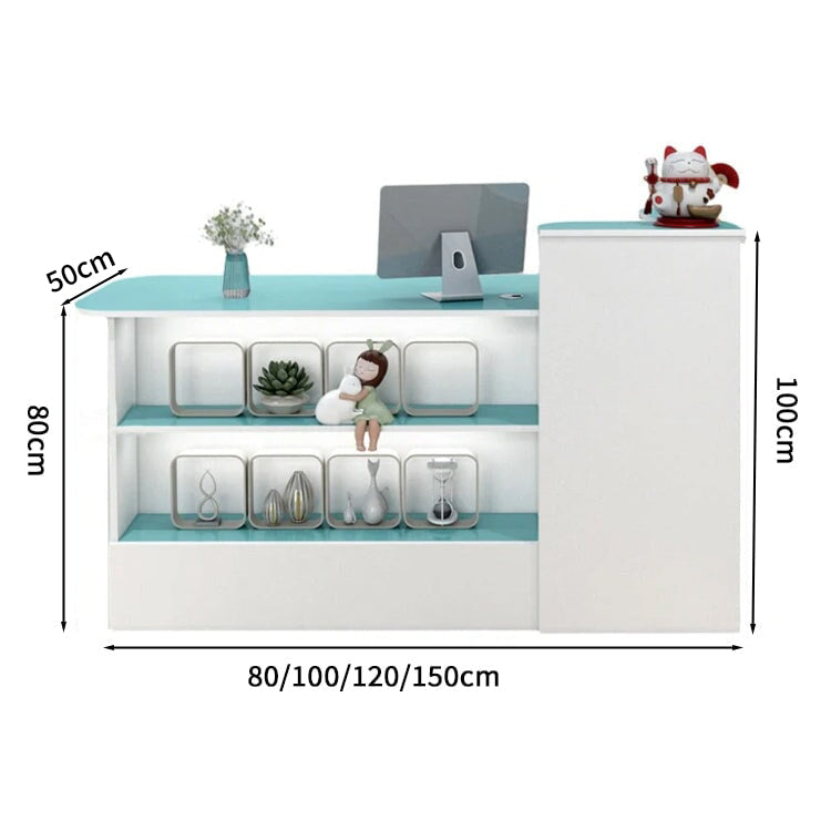 受付カウンター　レジカウンター　オフィス受付　鍵付き　配線穴付き　角丸　シンプル　ホワイト　カスタマイズ可能　JDT-M-104   chickagu