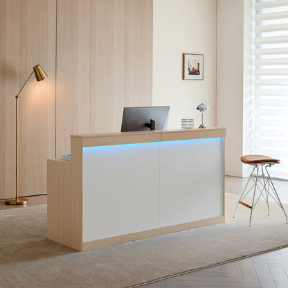 モダン　シンプル　明るい　受付カウンター　受付台　収納　引き出し　扉付き　配線孔　JDT-2214
