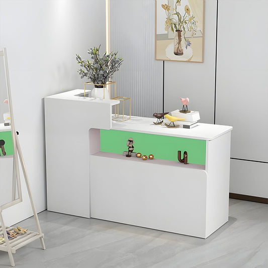 会社用 業務用 収納機能 角丸 木製受付カウンター レセプションデスク レジカウンター 受付カウンター エントランス受付 シンプル ホワイト カスタマイズ可能 JDT-C014 chickagu