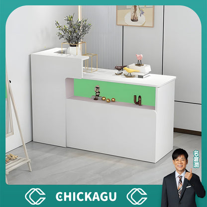 会社用　業務用　収納機能　角丸　木製受付カウンター　レセプションデスク　レジカウンター　受付カウンター　エントランス受付　シンプル　ホワイト　カスタマイズ可能　JDT-C014