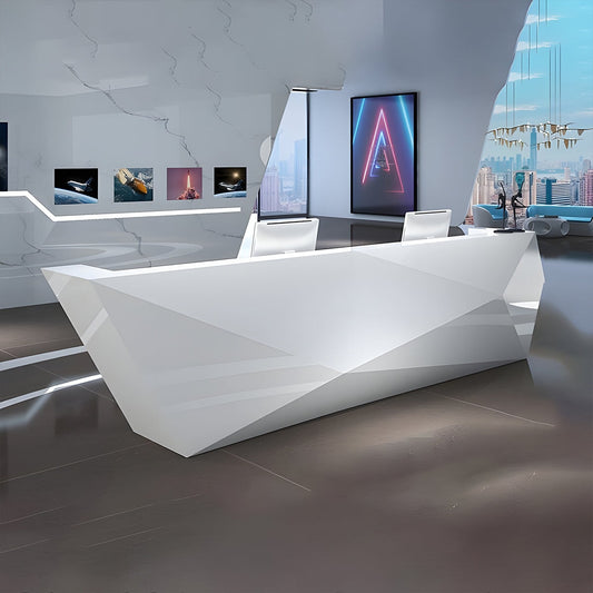 LEDライト付き 高級感 受付カウンター エントランス受付 カウンターテーブル オフィス受付 間仕切り ホワイト カスタマイズ可能 JDT-C018 CHICKAGU