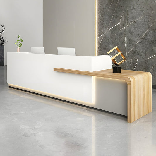 マーブル柄 LEDライト 錠付き 引き出し オープン収納 仕切り板 R仕上げ カウンター 受付カウンター 受付台 レジ台 木目 きれい モダン シック JDT-C019 chickagu