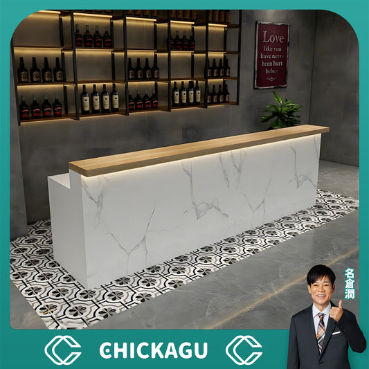 L型　ＬＥＤライト付き　大容量収納　引き出し付き　受付カウンター　バーカウンター　受付台　カウンターテーブル　グレー　カスタマイズ可能　JDT-C027