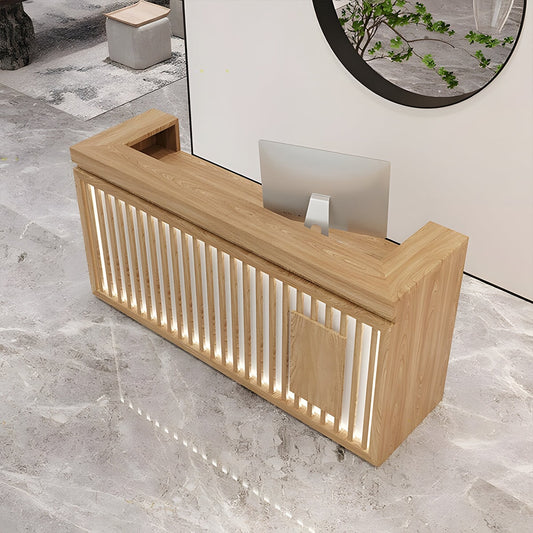 大容量収納 機能的 引き出し付き ロゴ ナチュラル 受付カウンター レジカウンター オフィス受付 カウンター 店舗用 カスタマイズ可能 JDT-C033