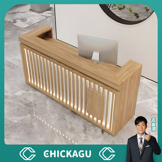 大容量収納　機能的　引き出し付き　ロゴ　ナチュラル　受付カウンター　レジカウンター　オフィス受付　カウンター　店舗用　カスタマイズ可能　JDT-C033
