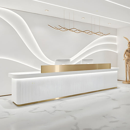 ステンレス鋼 LEDライト付き モダン 受付カウンター 受付台 レジカウンター カウンターテーブル カウンター シンプル ホワイト カスタマイズ可能 JDT-C051 chickagu