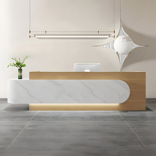 上部天板 分類収納 大容量 ステンレス鋼 光沢感 木材 バイカラー 受付カウンター カウンター レジ台 おしゃれ モダン 洗練 カスタマイズ可能 JDT-C053