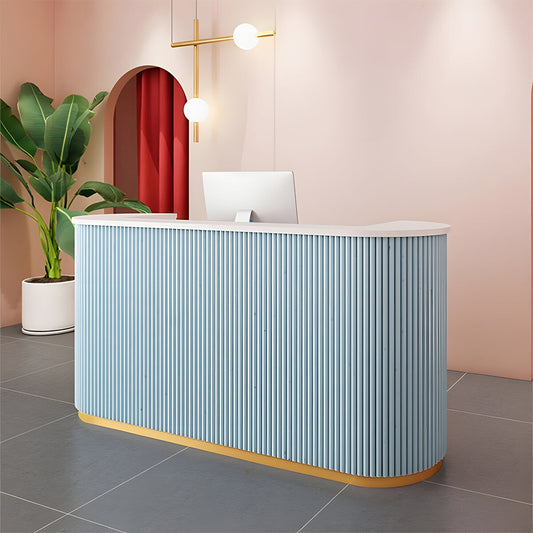 鍵付き引き出し オープン収納 キーボードトレイ 受付カウンター 受付台 レジカウンター カウンターテーブル ブルー カスタマイズ可能 JDT-C054 chickagu