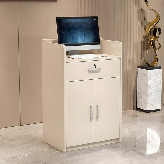 角丸加工 引き出し 扉付き収納 鍵付き 受付カウンター 受付 カウンター 受付台 エントランス エコ板材 ハイカウンター コンパクト レトロ おしゃれ JDT-C062 chickagu