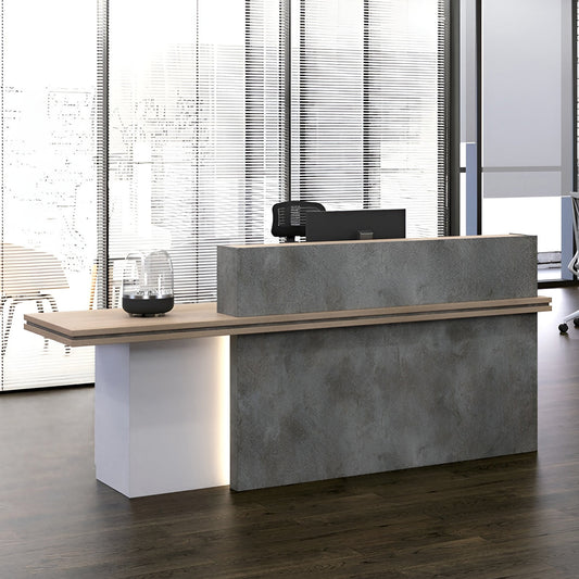 エコ板材 分厚い天板 重厚感 上部天板 LEDライト 扉付き収納 大容量 マルチカラー 受付カウンター カウンター 洗練 機能的 モダン ホワイト カスタマイズ可能 JDT-K-008