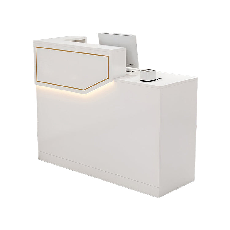 エコ板材　扉付き収納　引き出し　錠付き　上部天板　配線孔　LEDライト　広め　ゆとり　受付カウンター　カウンター　レジ台　すっきり　シンプル　機能的　ホワイト　カスタマイズ可能　JDT-K055